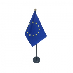 Drapeau de table Europe en tissu mât bois