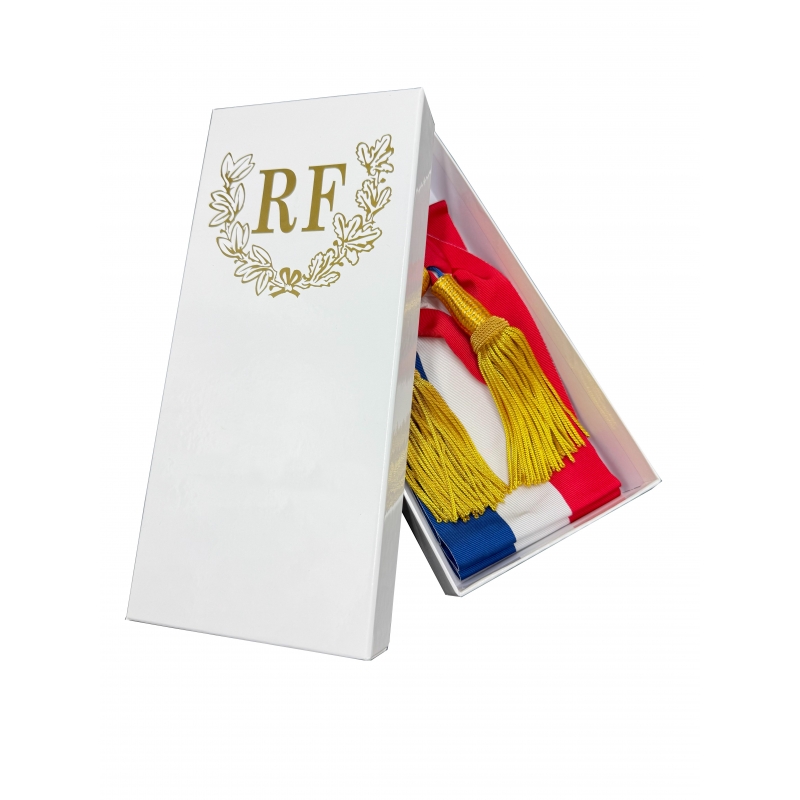 Coffret personnalisable pour echarpe maire et adjoint blanc